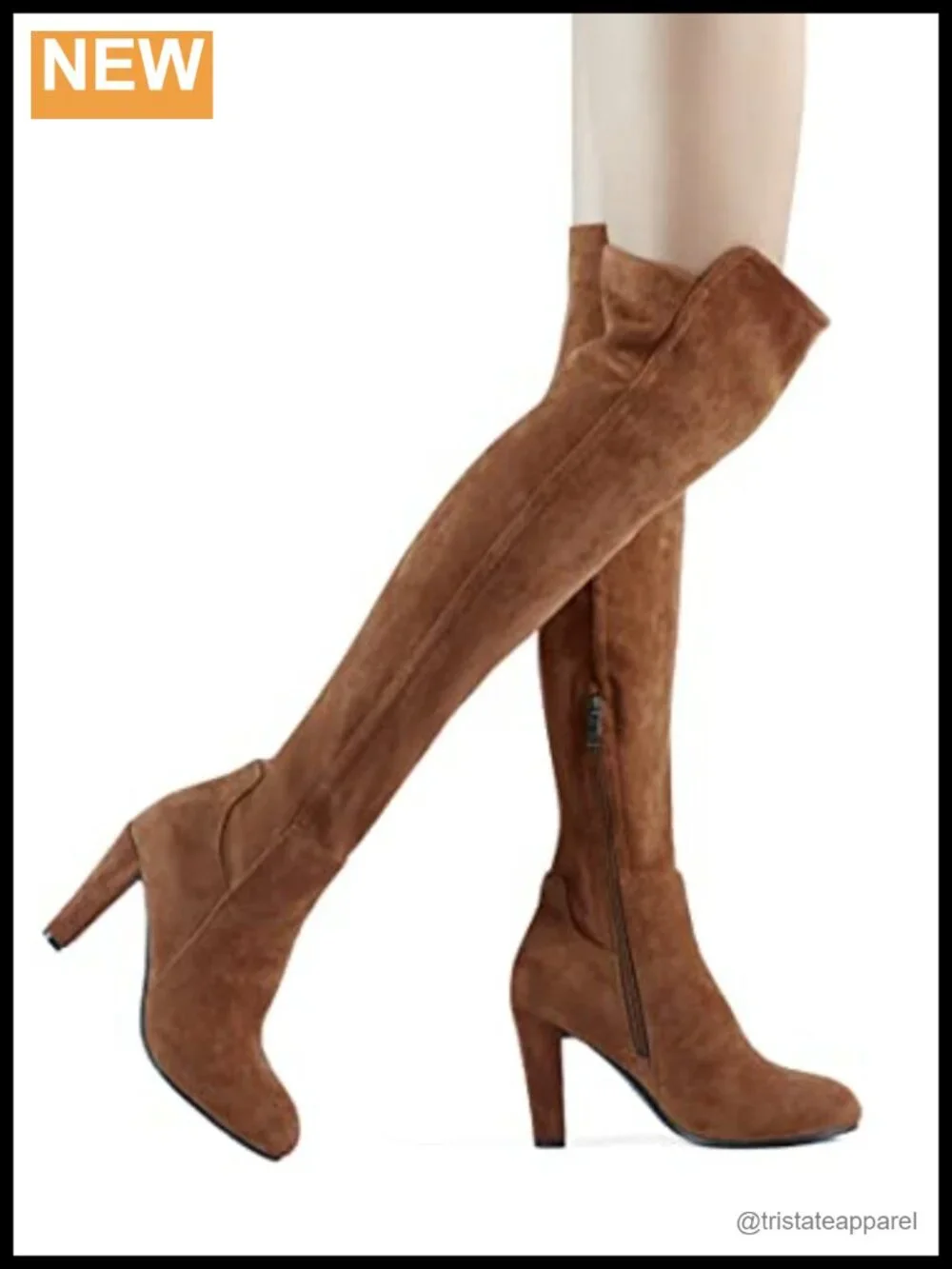 Faux Suede Chunky Heel Stretch Over The Knee Thigh High Boots Size 8